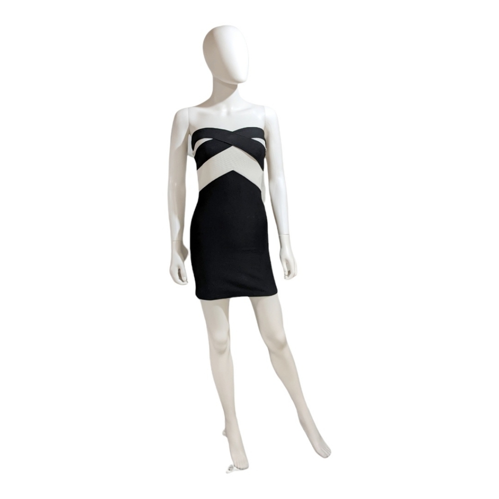 Poof Apparel Column Dress Black/White M